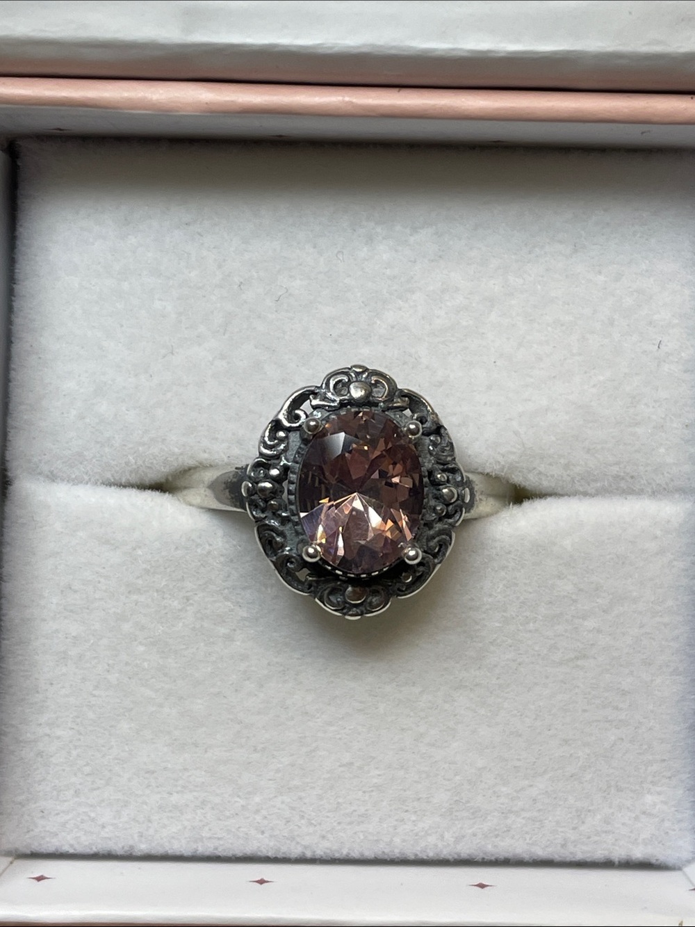 RYZE PARTY Vintage Fusion "Charlotte" Peonies Crystal on Sterling Silver Size 9